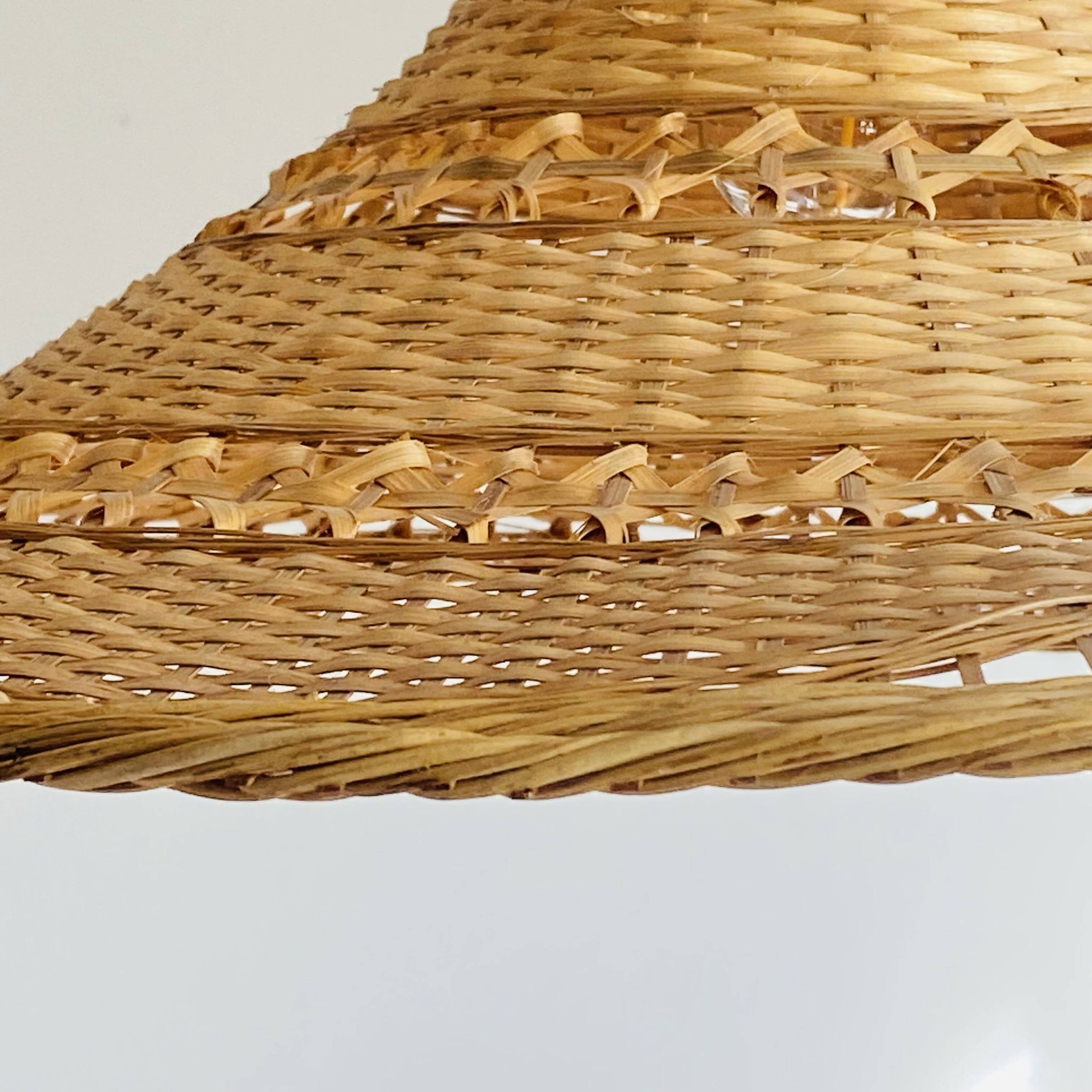 Very large vintage rattan pendant light.