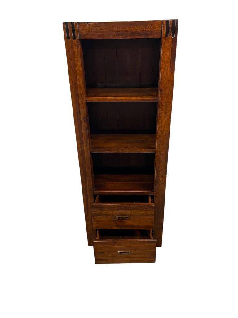 Narrow vintage wooden library / shelf / rack
