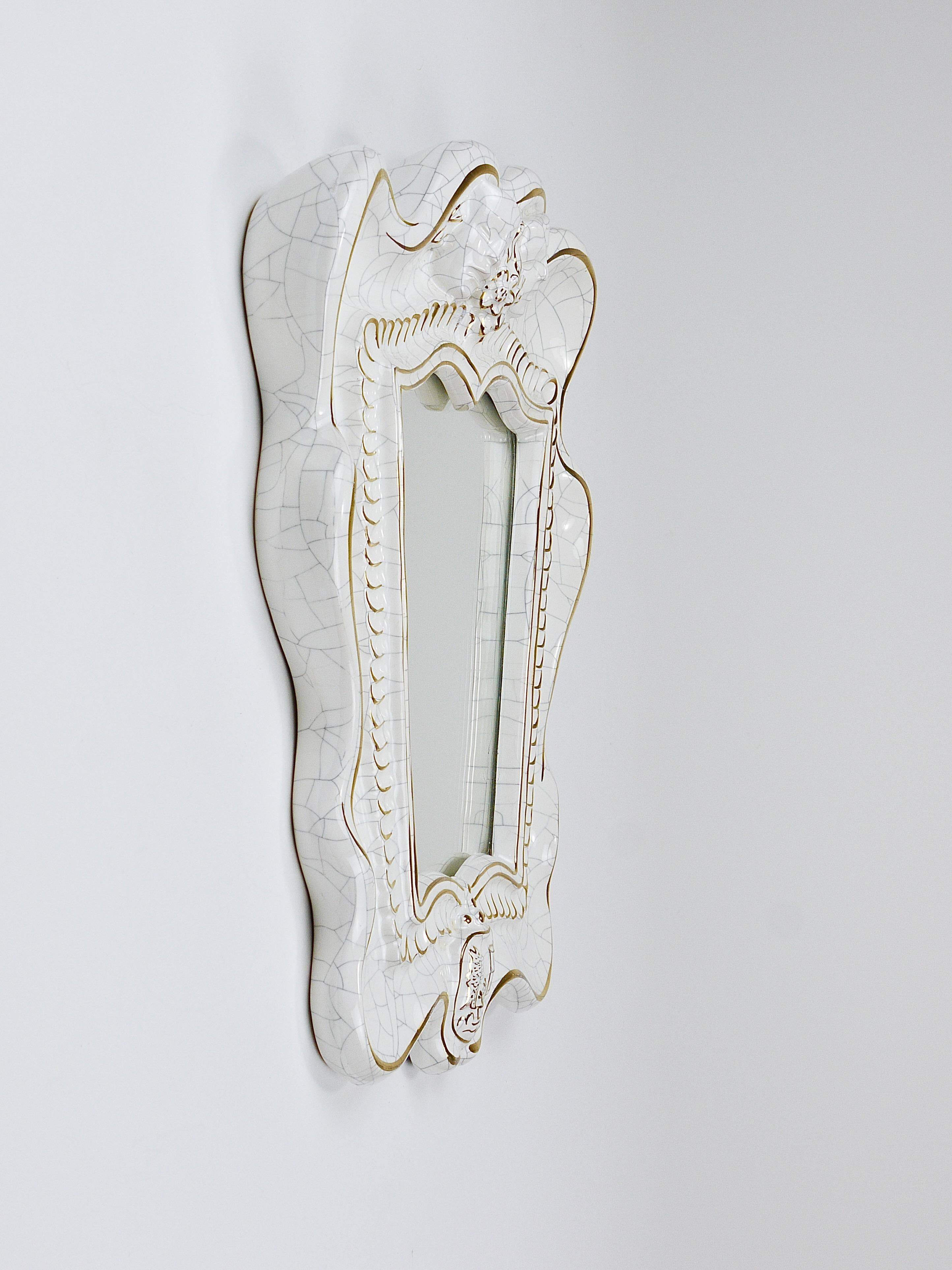 Art Deco Wall Mirror Theatre in Terracotta by Gmundner Keramik, Austria, 1930s