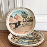 Wall composition of painted baskets