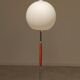 Modernist floor lamp in teak, chrome metal, opaline, Czechoslovakia 60s