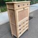 Secretary Louis XVI in stripped solid pine with a drop-down front and red leather, 1950.