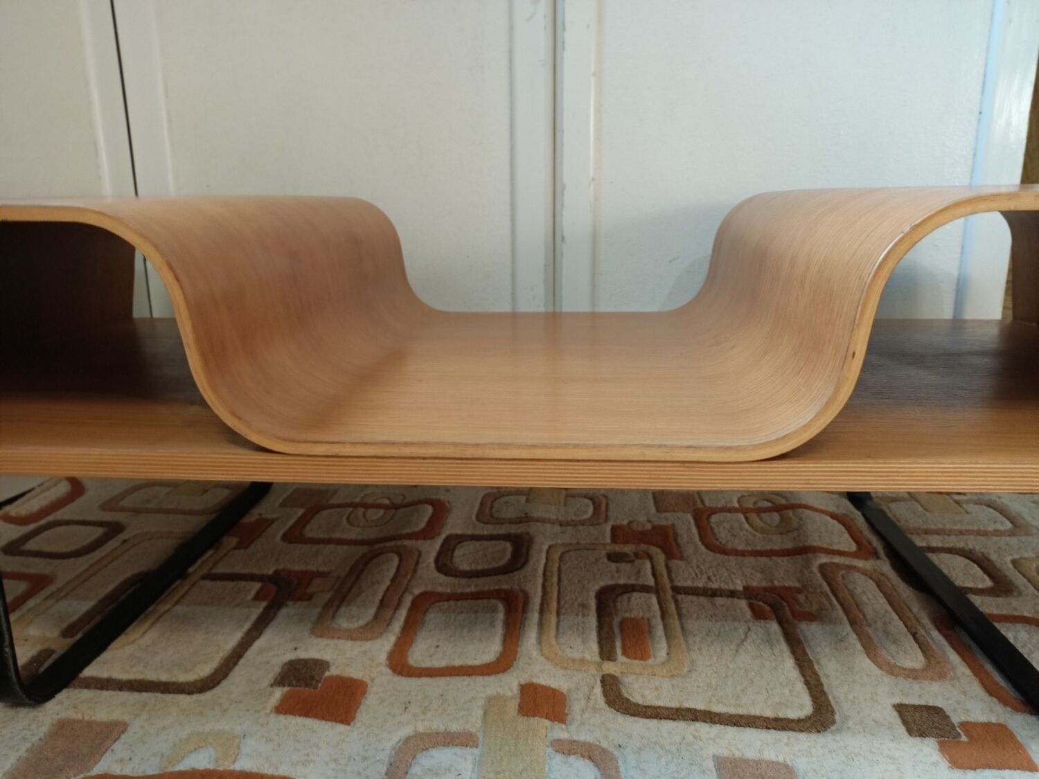 Curved wooden coffee table