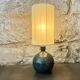 Vintage blue pyrite stoneware lamp 1970s raffia rope lampshade ribbons 70s bohemian