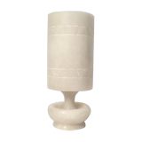 Alabaster lamp with fabric cable and vintage accessories