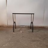 Vintage cast iron and black glass side table