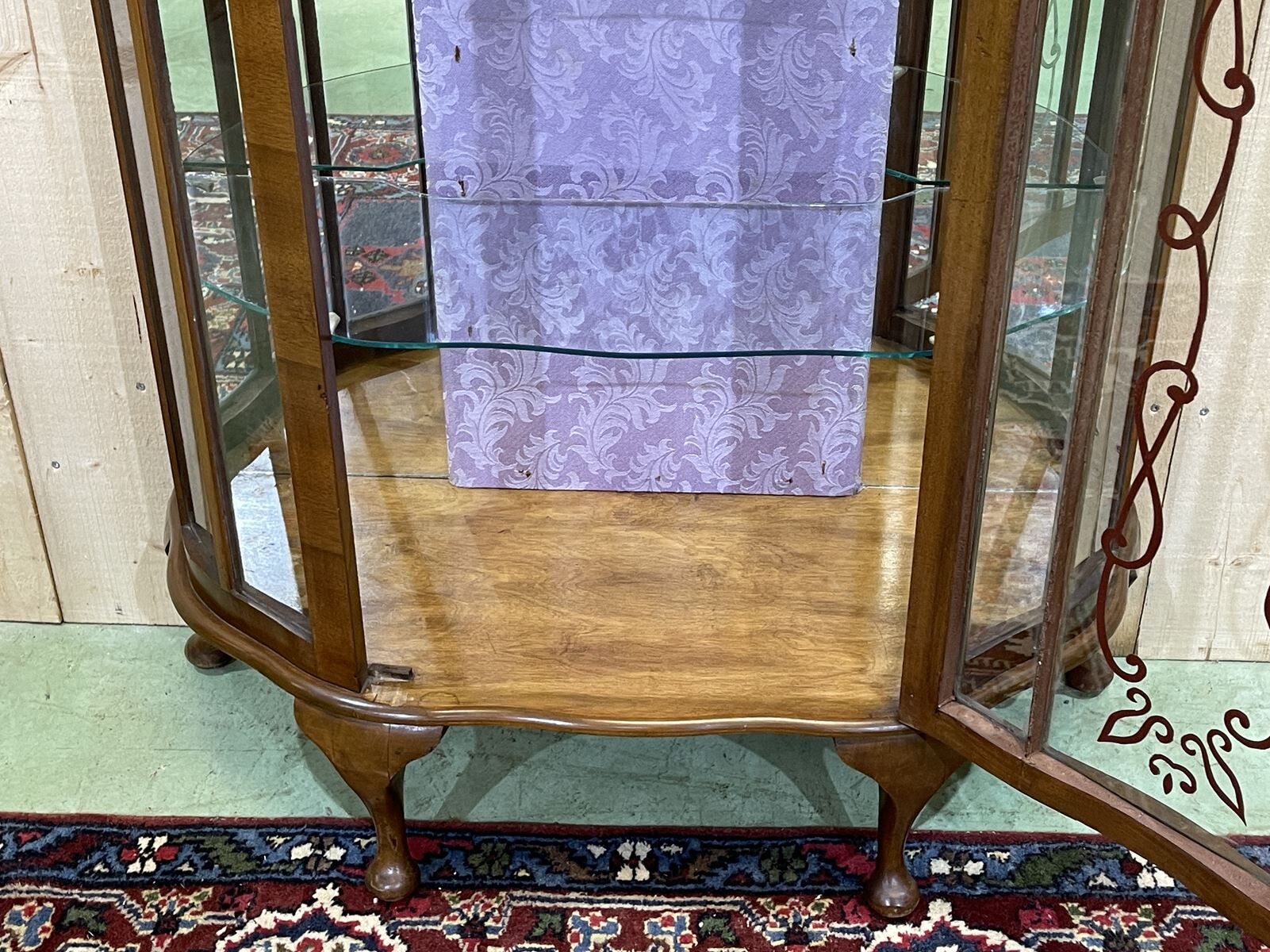 English walnut showcase from the 1930s