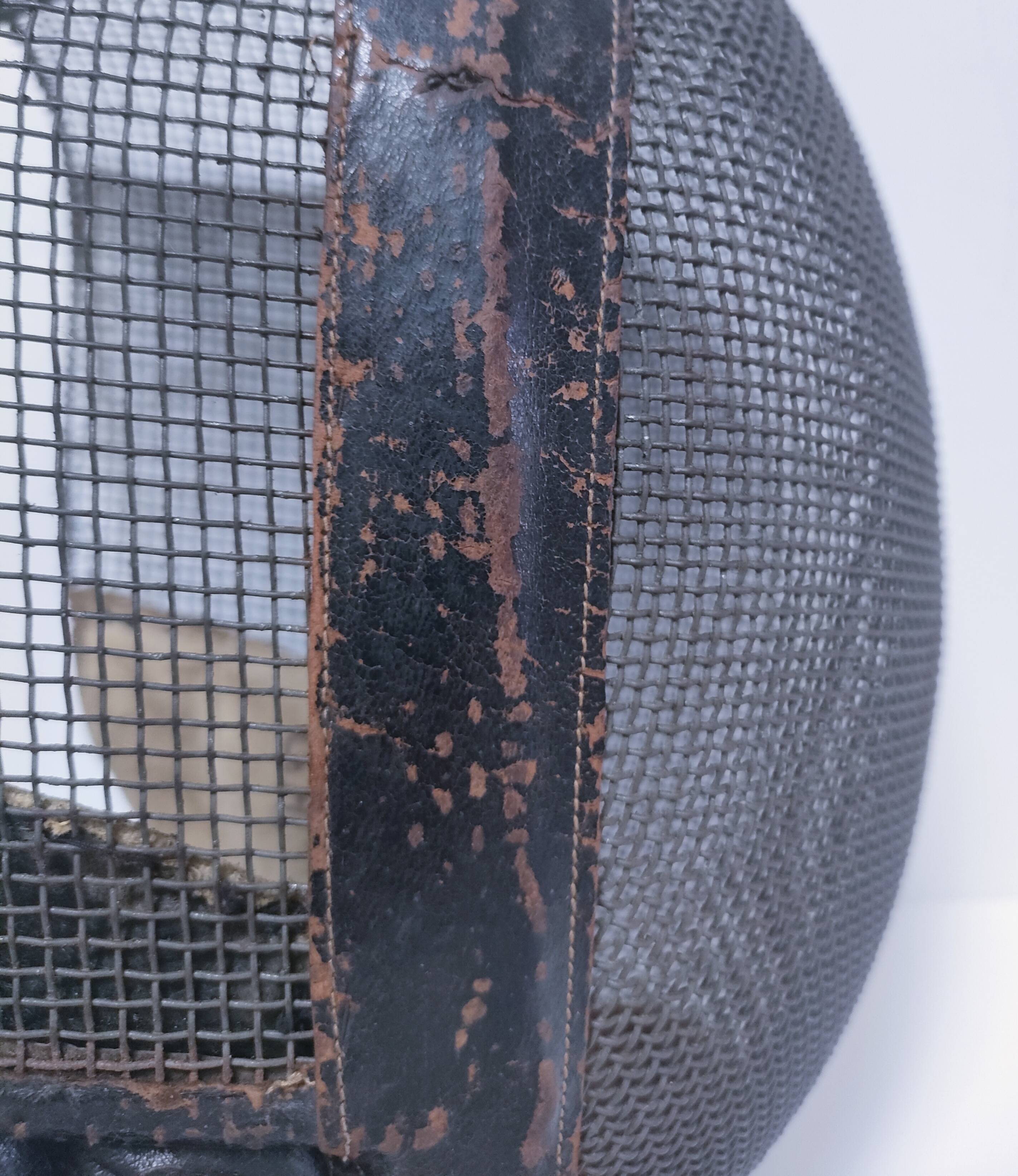 metal and leather fencing mask, early 20th century