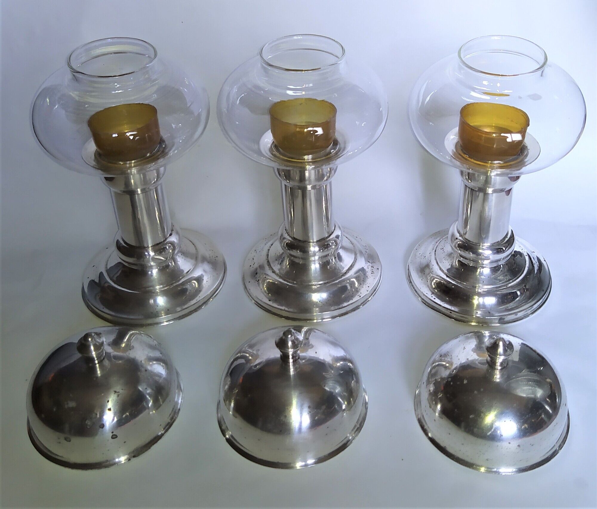 3 whole photophores in silver metal