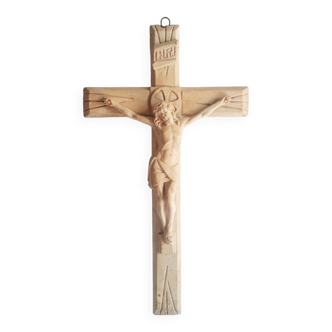 Crucifix en plâtre Christ vintage