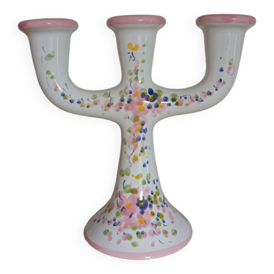 Bougeoir en céramique décor fleuri vintage