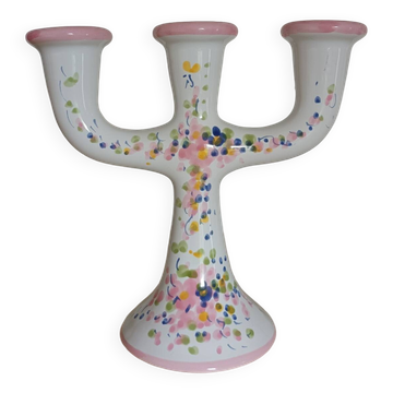 Bougeoir en céramique décor fleuri vintage
