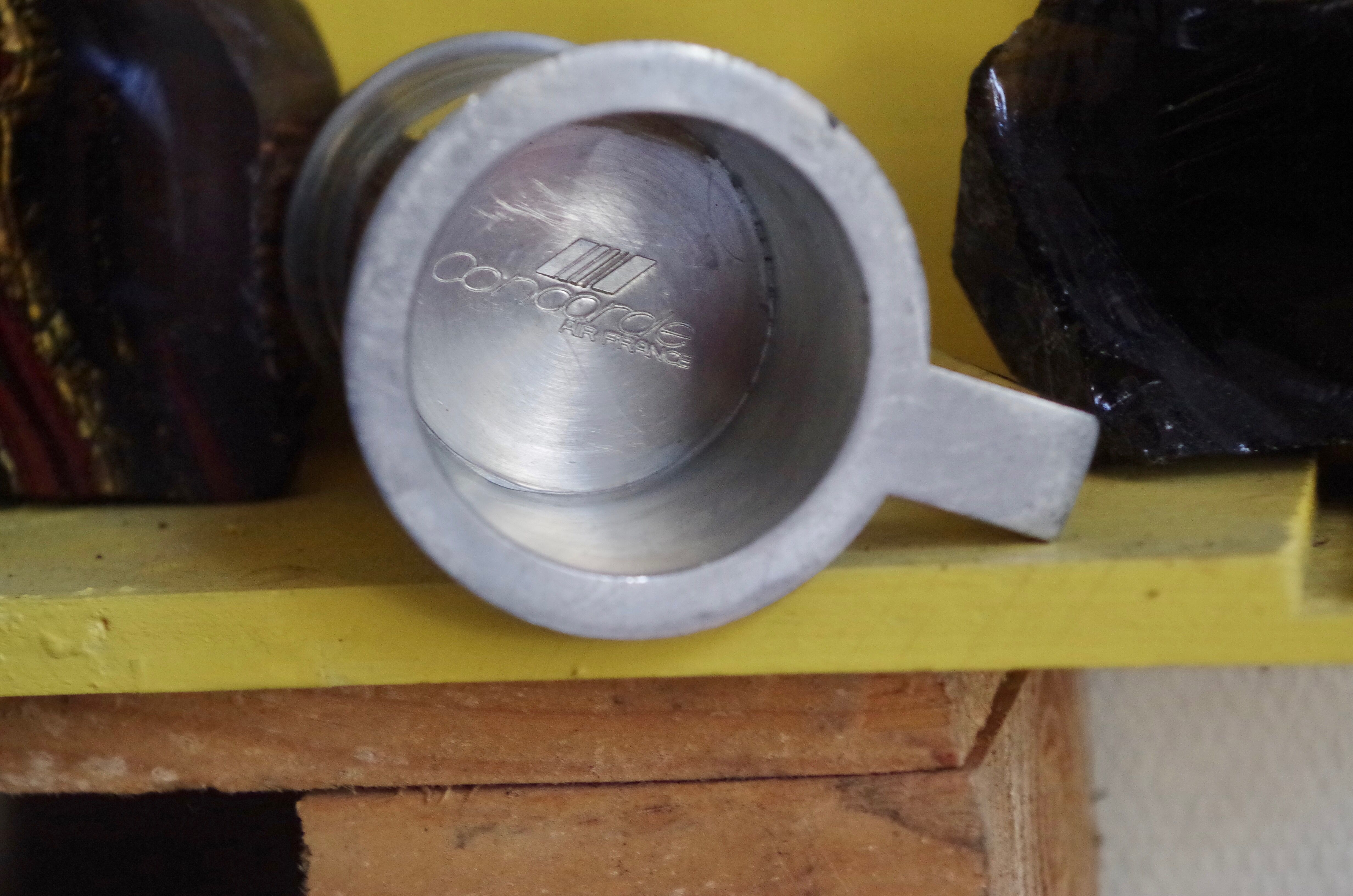 Concorde branded pewter whiskey jigger