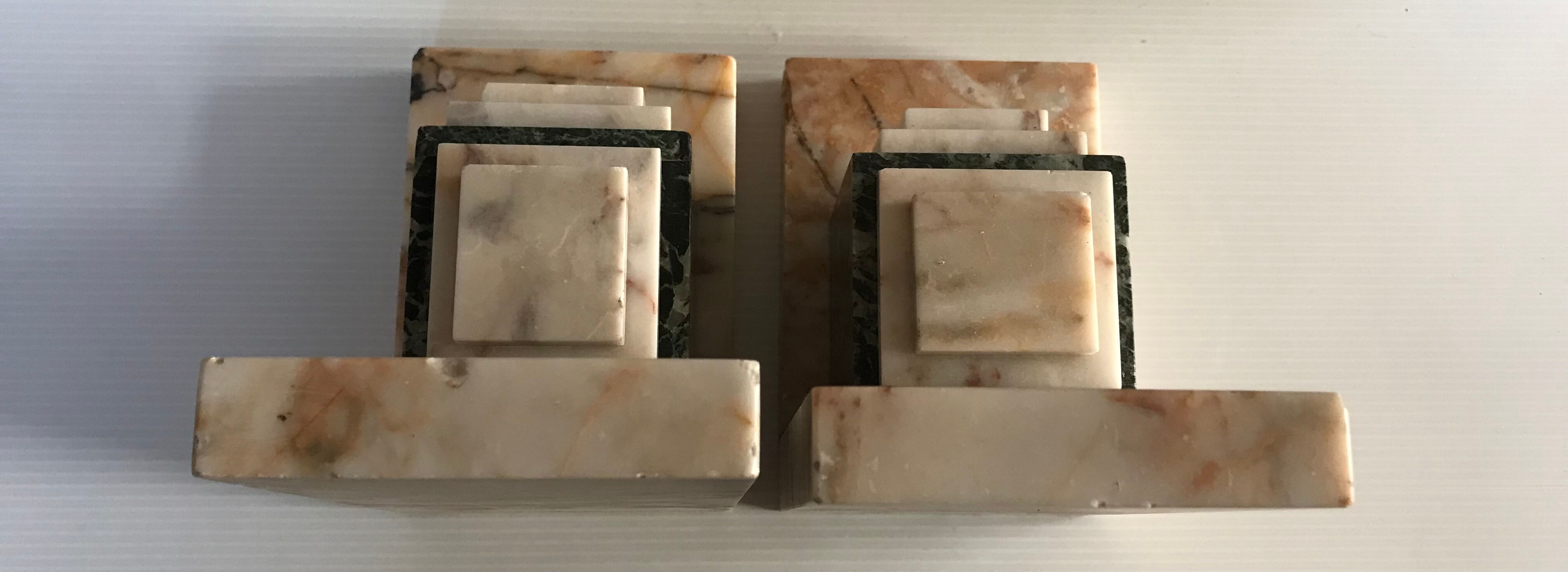 Pair of Art Deco marble book clamts