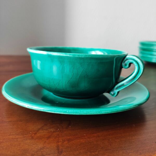 Lot de 12 tasses à café Françaises signées Jean Pobéry style Art déco