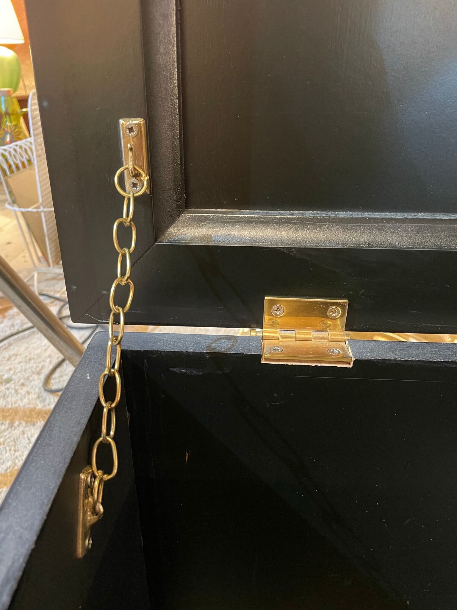 Anchor line painted wooden chest