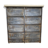 Furniture with 8 metal and wood flaps.