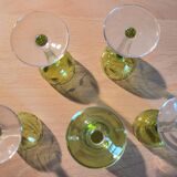 Lot de 5 verres à liqueur vert et transparent
