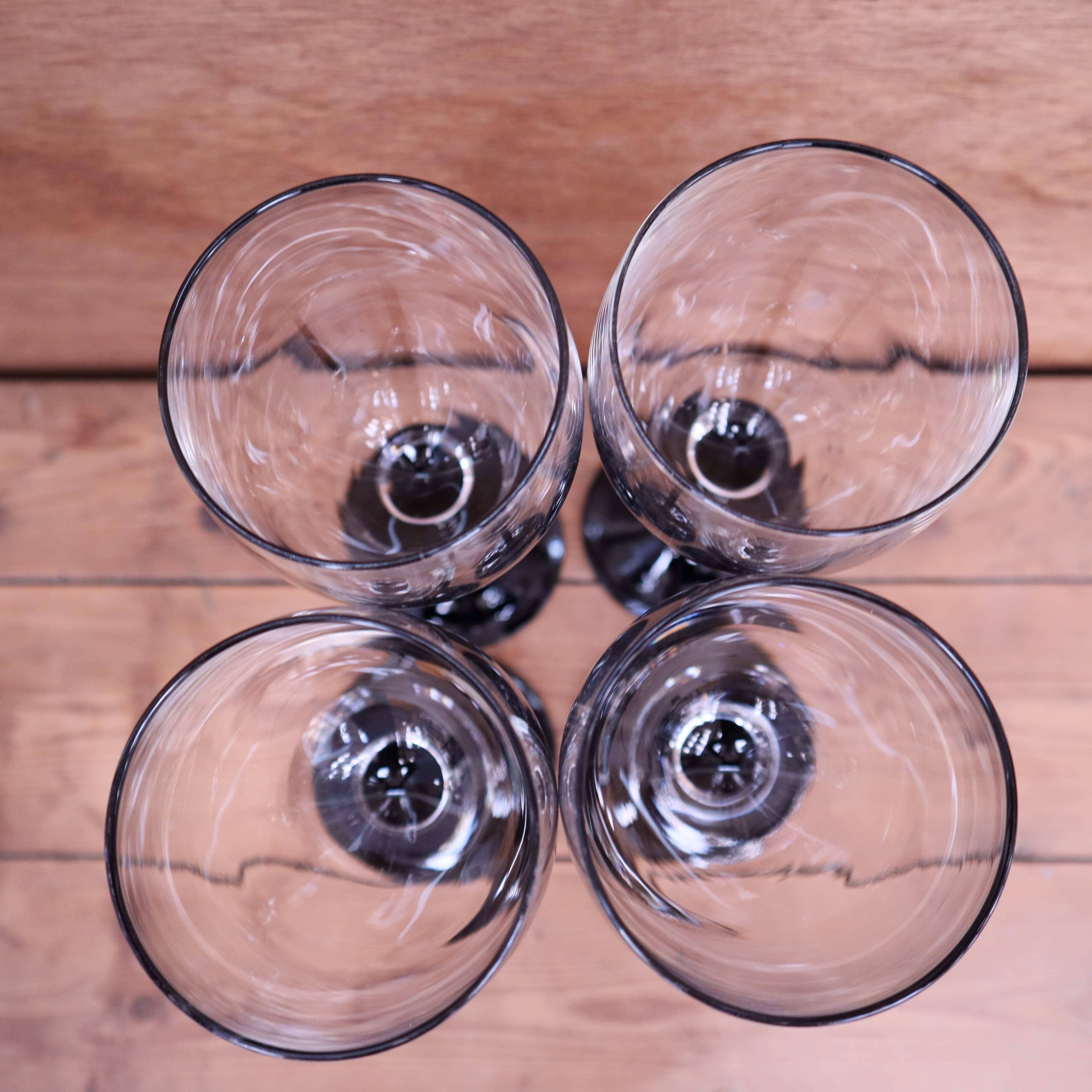 4 Luminarc Vintage Black Stemmed Red Wine Glasses