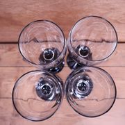 4 Luminarc Vintage Black Stemmed Red Wine Glasses