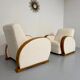 2 antique Art Deco club chairs from the 1930s, bentwood frame, bouclé fabric