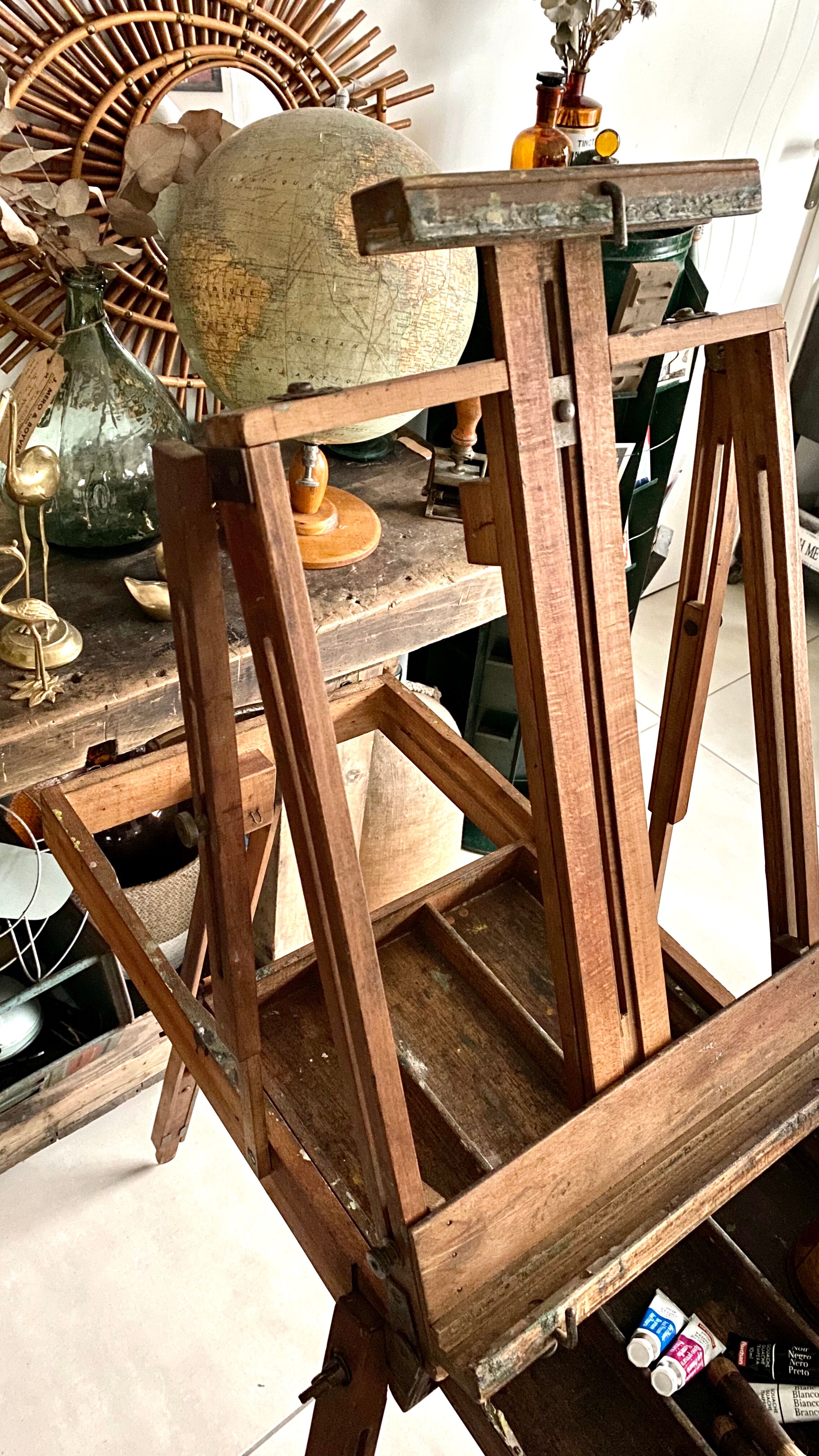 Old collapsible wooden painter's easel