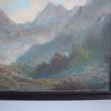 Hand painted painting, oil on fiberboard, signed, Czechoslovakia, 1960's.