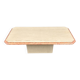 Table basse ancienne vintage en travertin et marbre rose