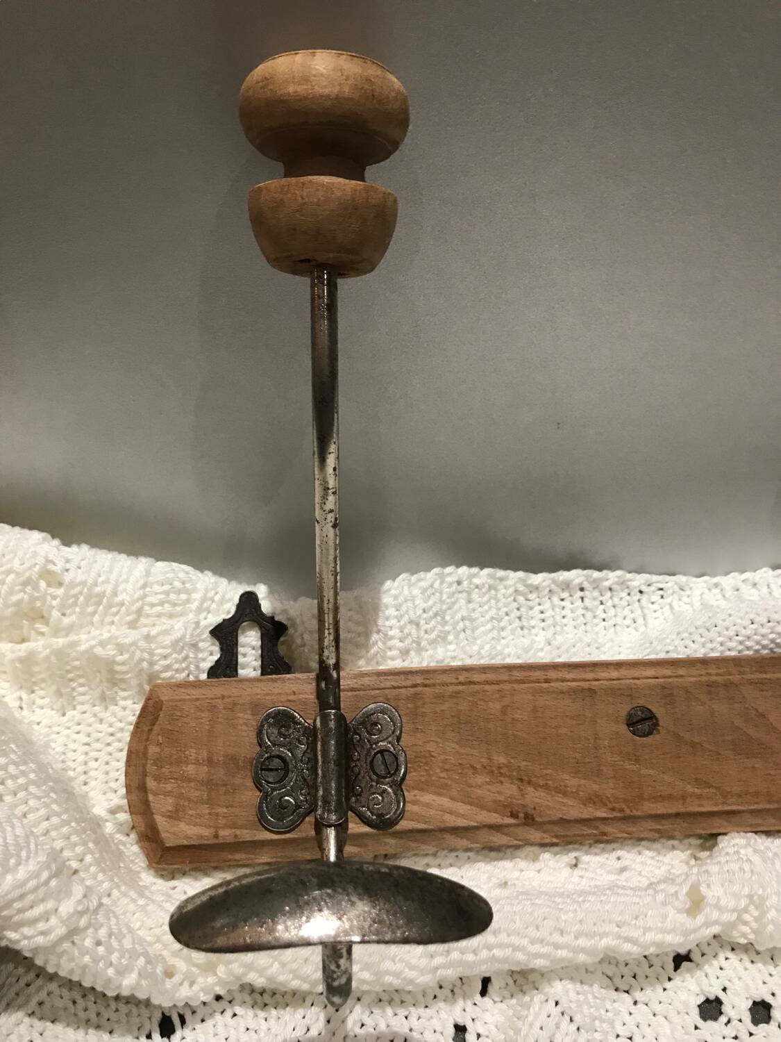 Wood and metal coat hook