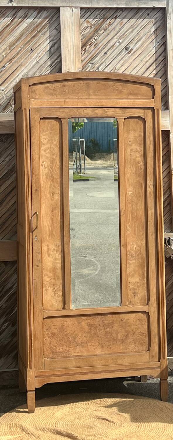 Pair of 2 identical Parisian wardrobes in raw oak.