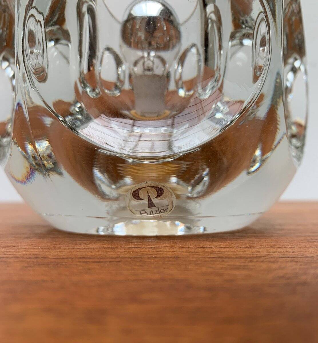 Vintage German glass table lamp by Peill & Putzler.