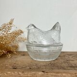 Vintage glass Hen sugar bowl