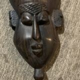 African mask 19cm hand carved tribal statuette wood Baoulé Ivory Coast Vintage old