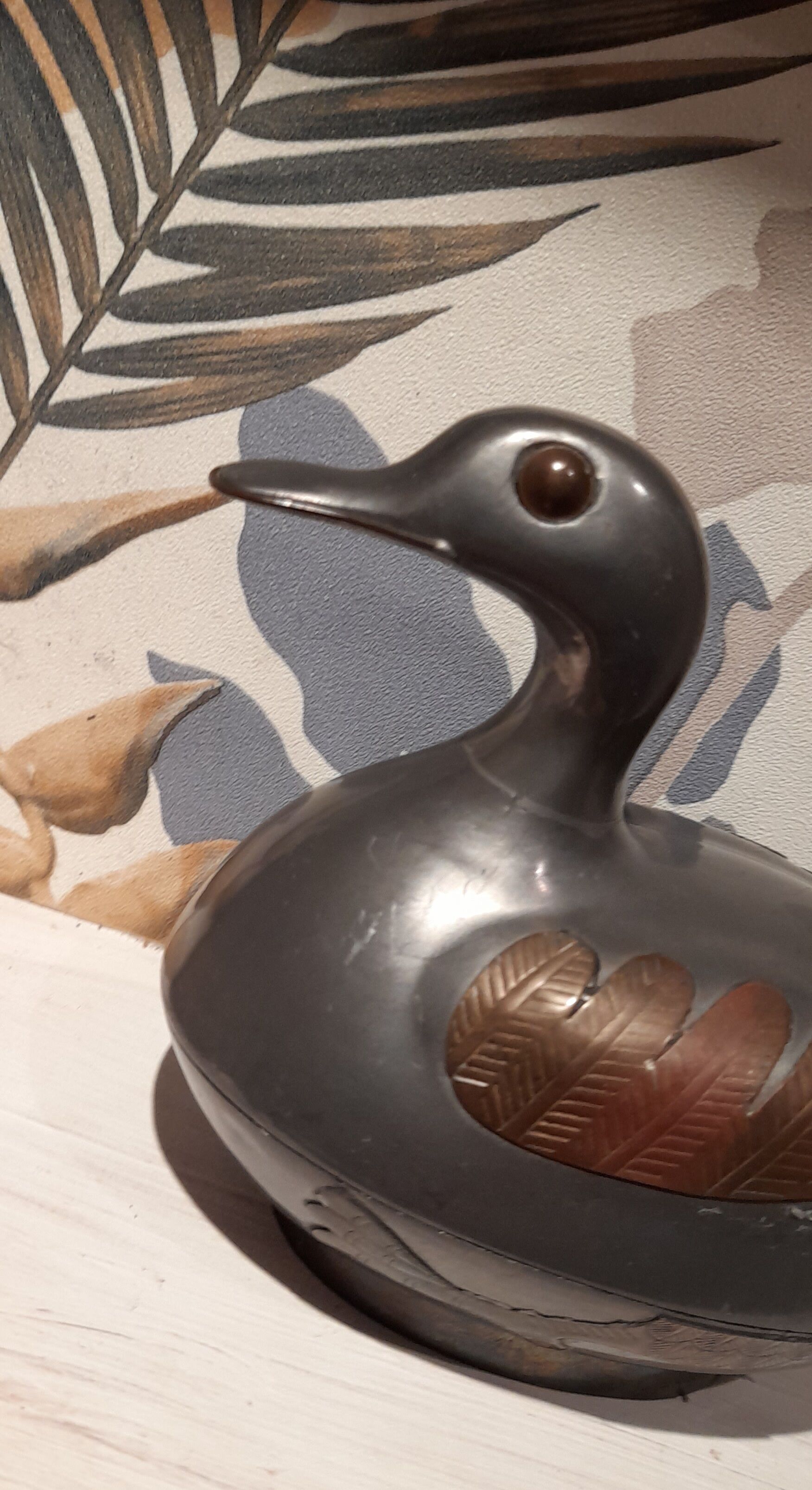 Boite canard bibelot étain/laiton vintage - 1970/1980