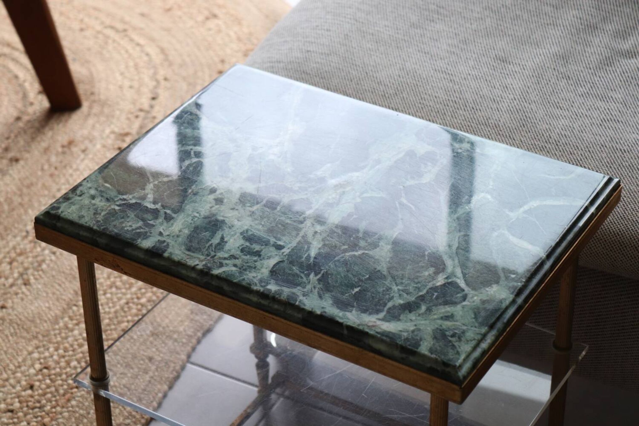 Table d'appoint en marbre vert vintage
