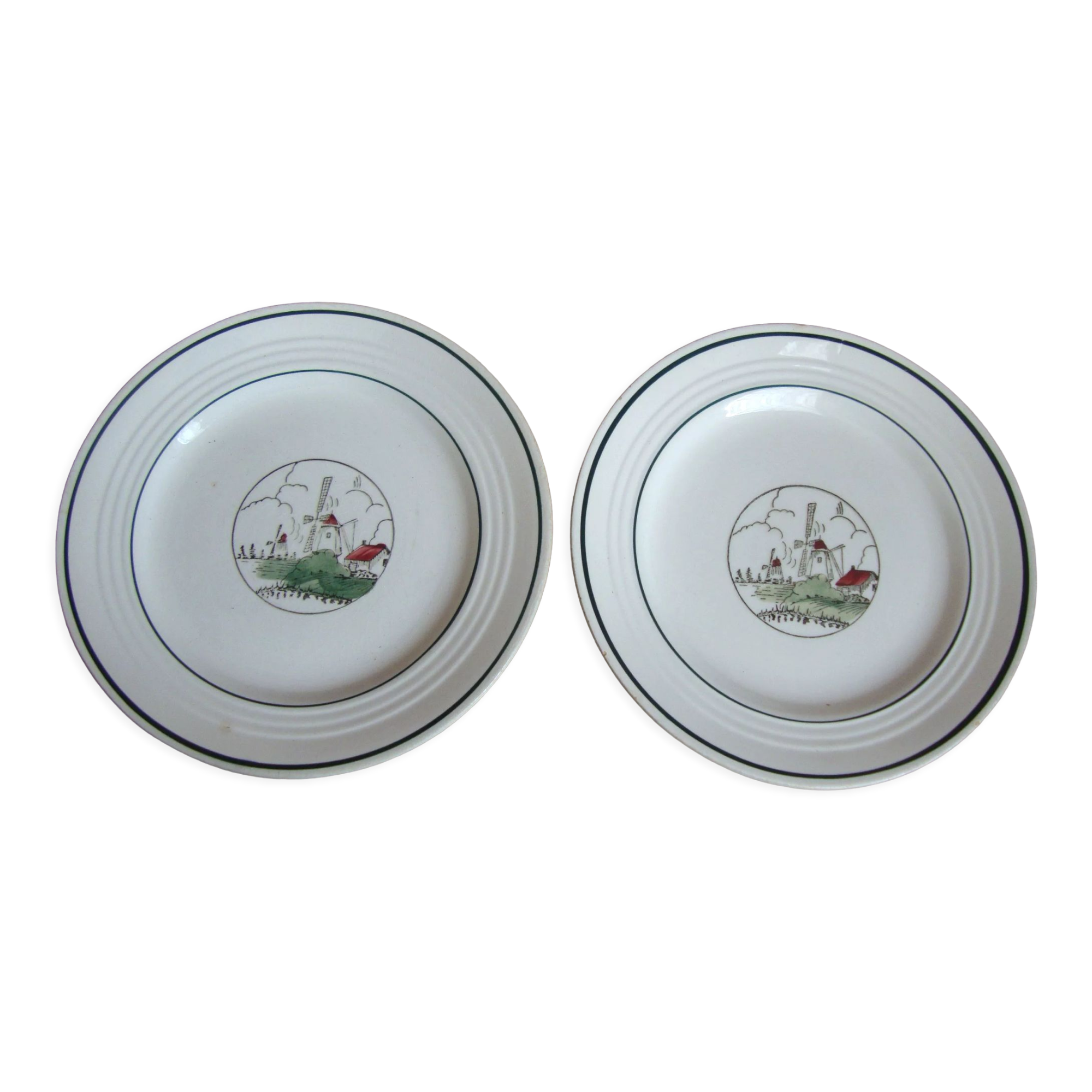 Set of 2 flat plates St Amand décor Flanders