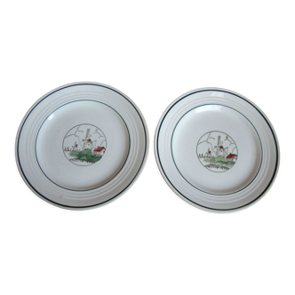 Set of 2 flat plates St Amand décor Flanders