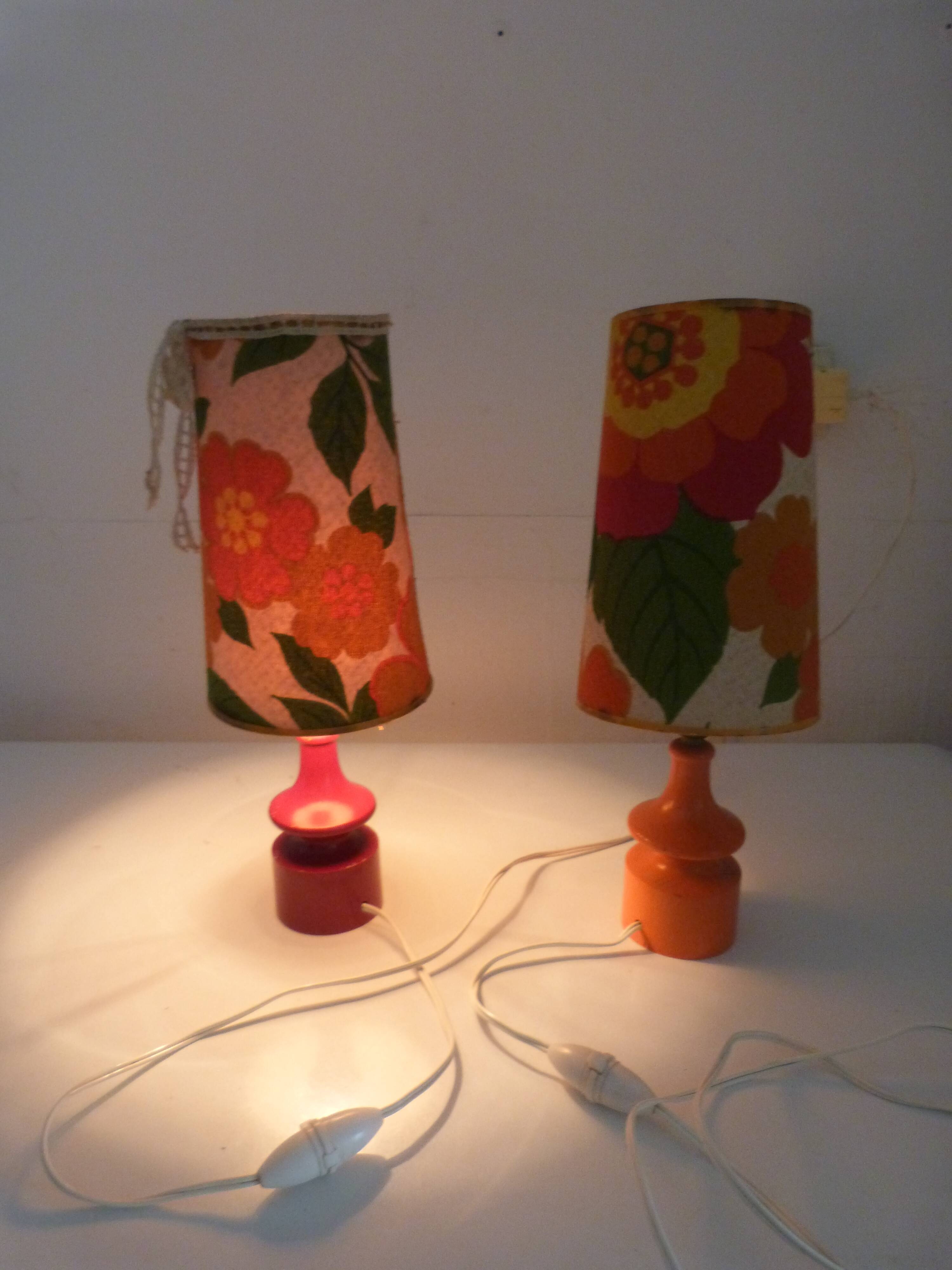 Pair of table lamp kitsch vintage bedside lamp