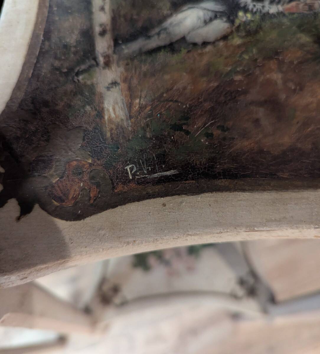 Pair of large painted wooden pedestals with three tiers.