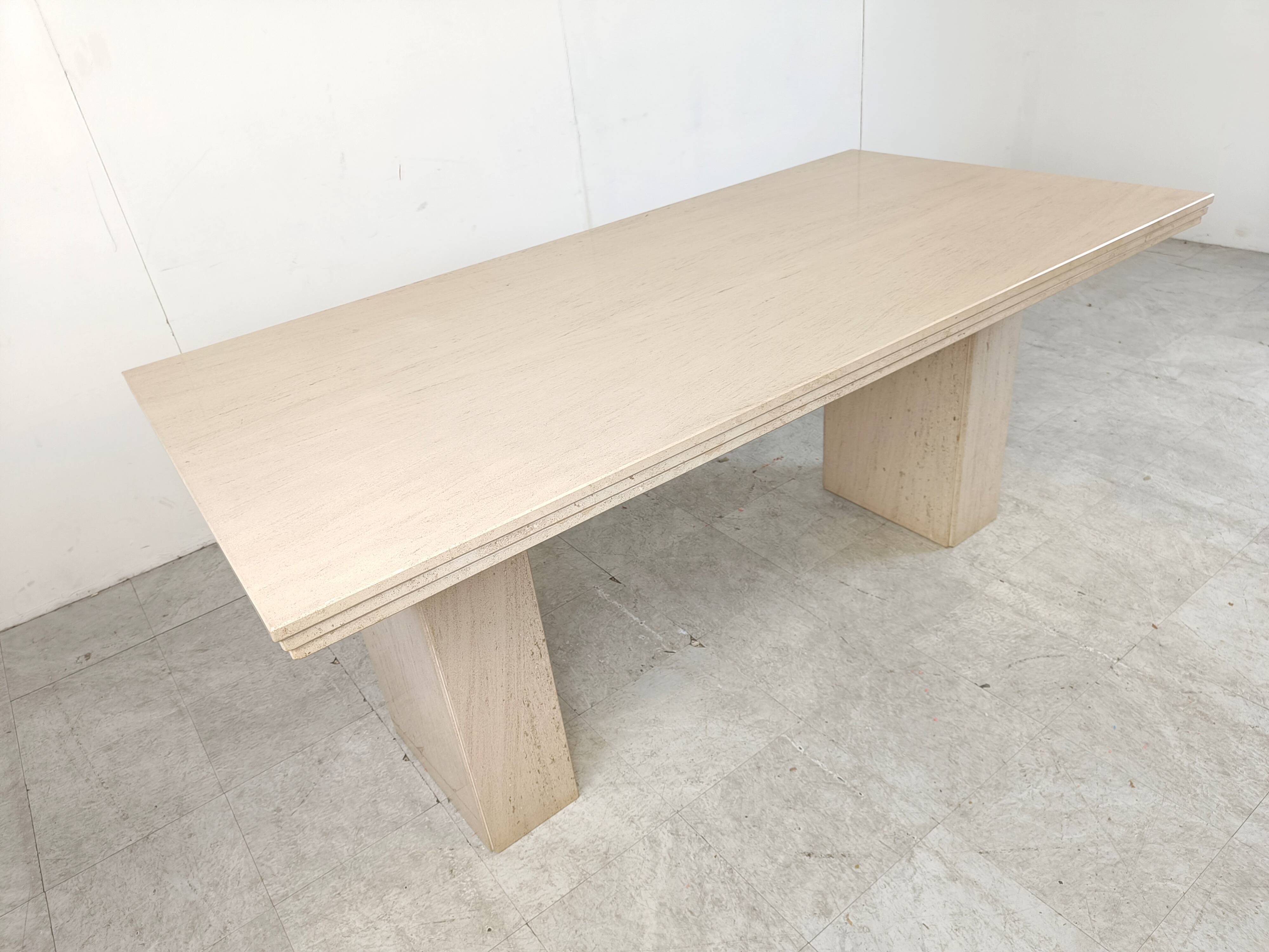Vintage travertine dining table, 1970s