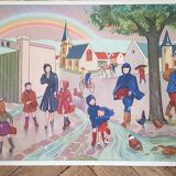 Affiche d'école  édition Rossignol: Au cirque et Après l'averse