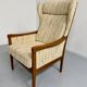 Vintage Casala wingback armchair with ottoman, 1970s design