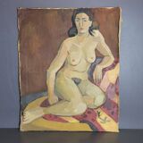 Tableau Ancien Portrait Nu Huile Sur Toile