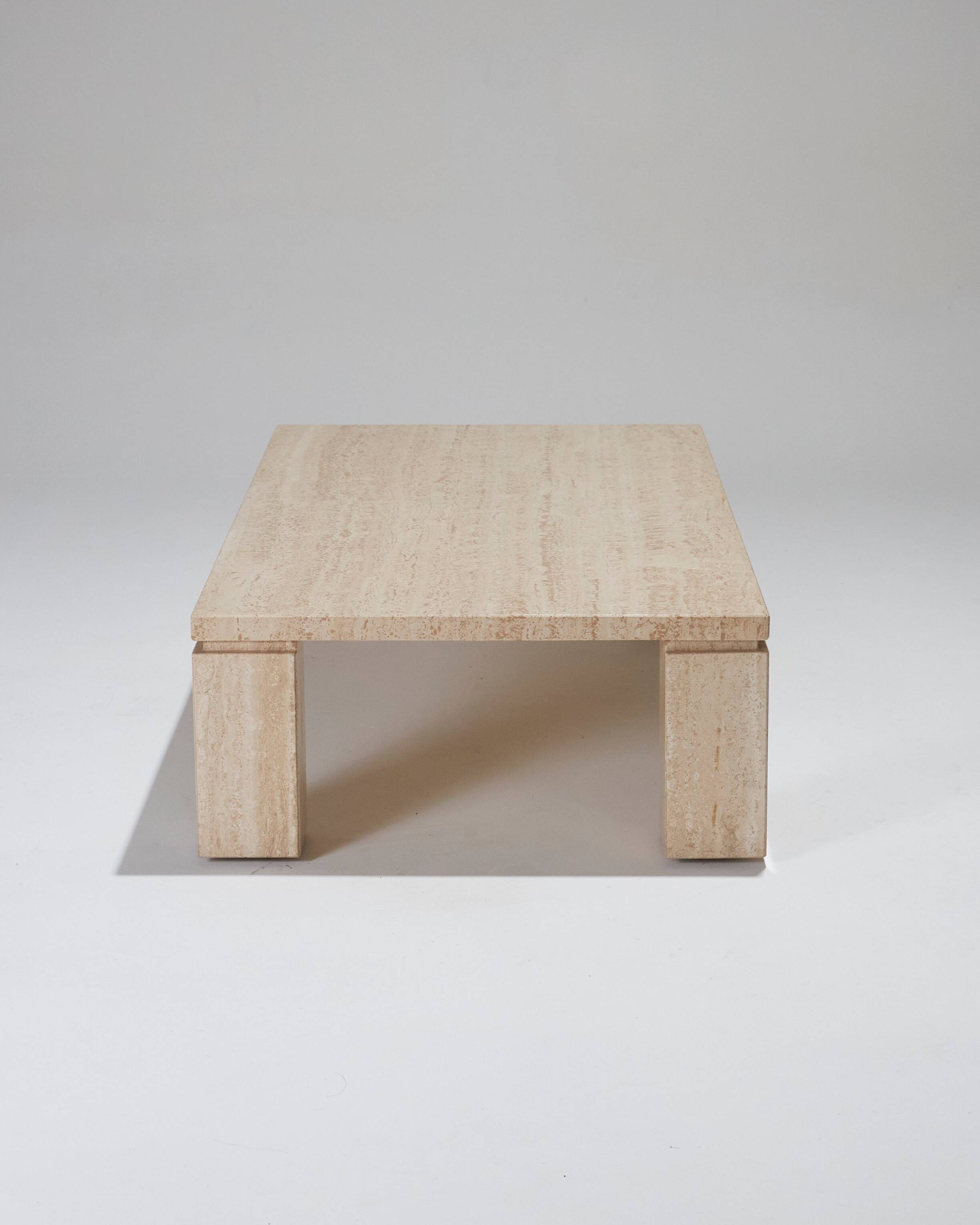 Rectangular travertine coffee table, 1970s
