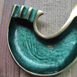 Decorative brass and green enamel bird-shaped ashtray