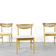 Very Rare Set Of 4 Vintage Midcentury Teak And Cane Bergere Chairs