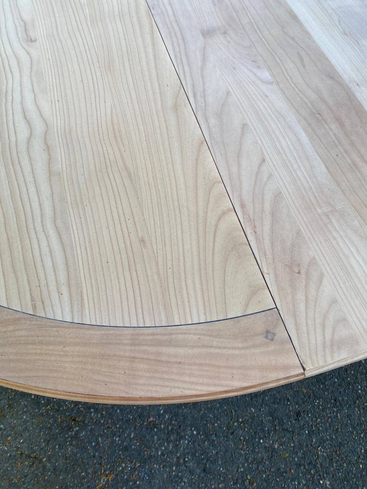 Louis XVI extendable round table in solid raw oak 210cm 19th century