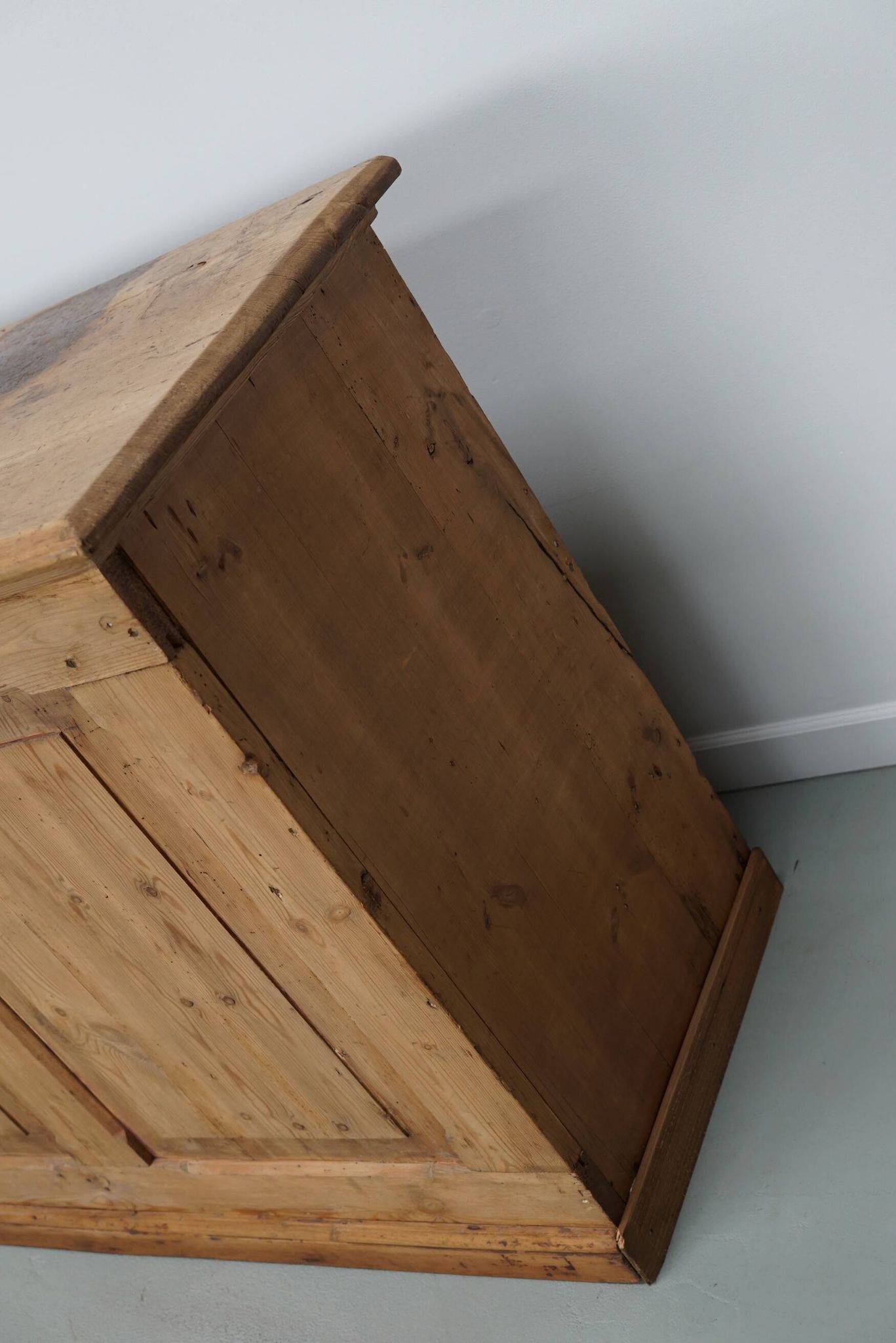 Vintage rustic German pine apothecary cabinet / shop counter, 1930s