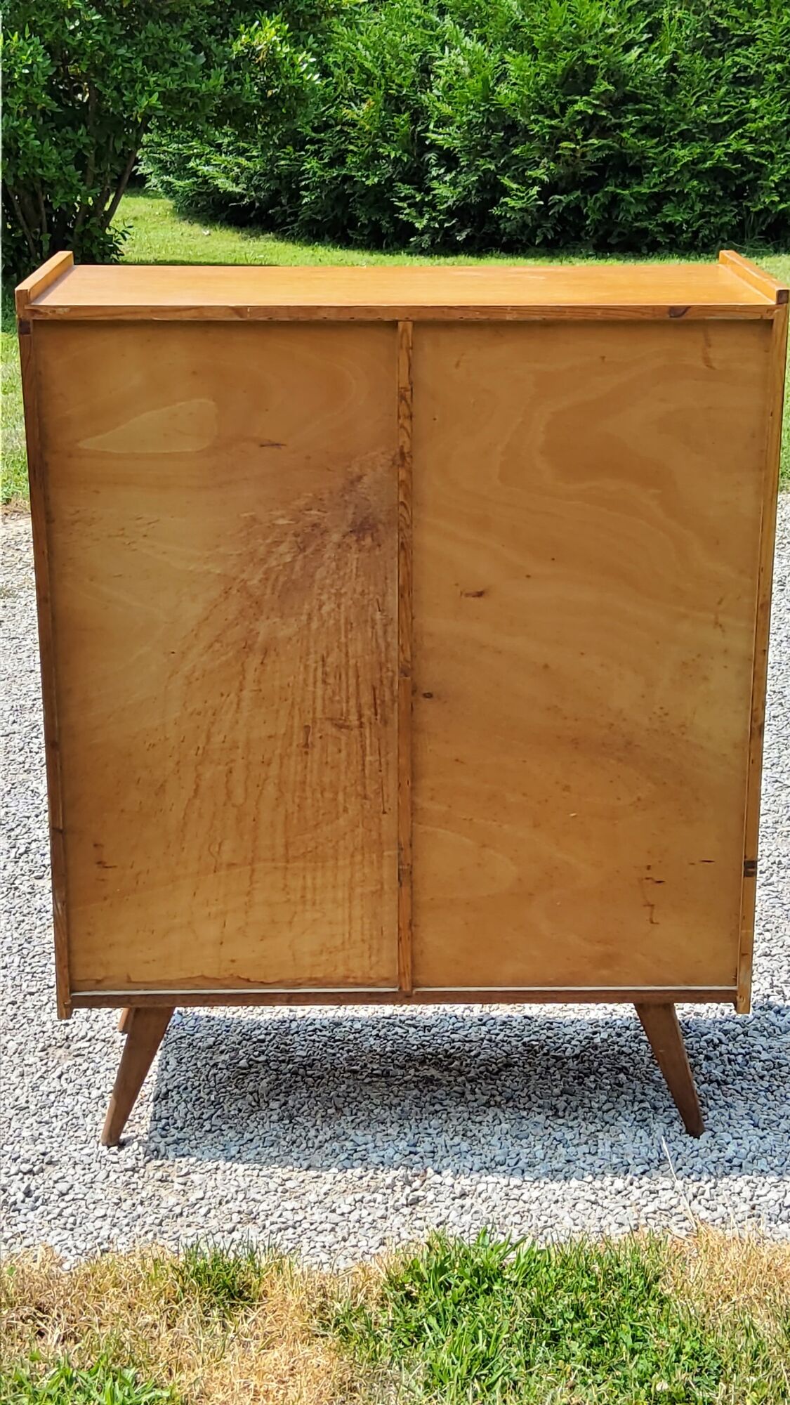 Vintage Golden Blond Oak Chest of drawers Feet Compass 6 Drawers 1 Door 50s