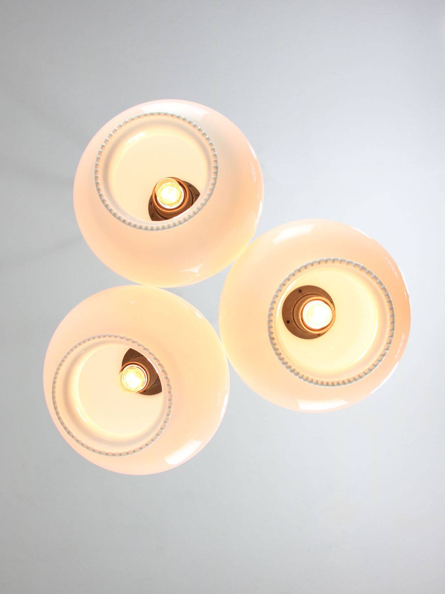 Mid-Century Italian Opaline Glass & Brass Pendant Lamp, set of 3